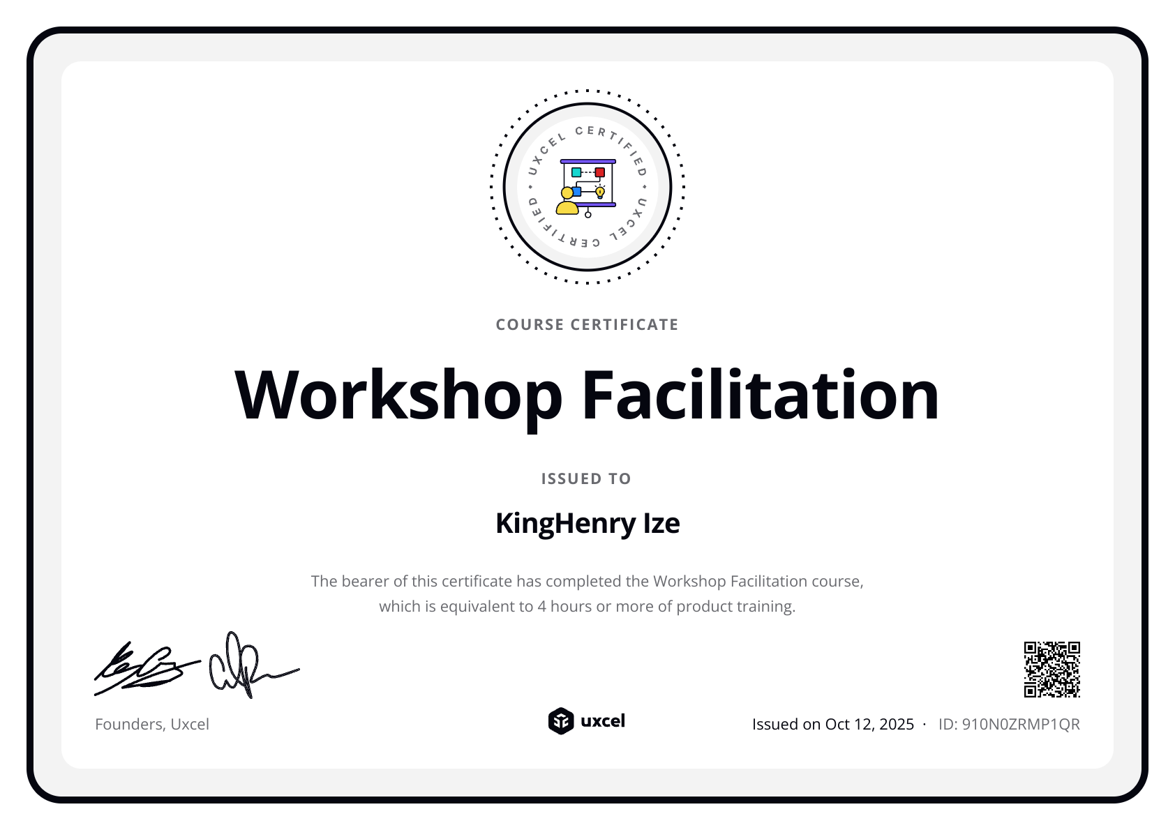 KingHenry Ize's certificate